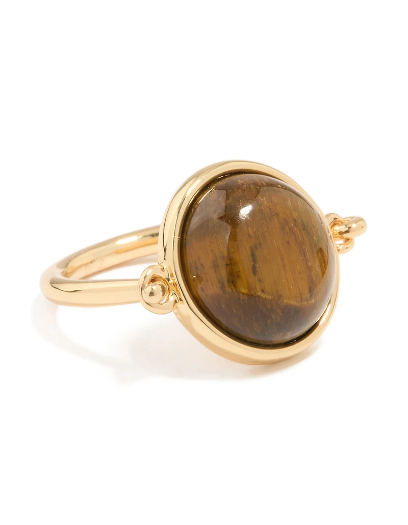 Gold Plated Tiger's Eye Round Ring