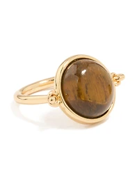 Gold Plated Tiger's Eye Round Ring