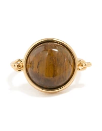 Gold Plated Tiger's Eye Round Ring