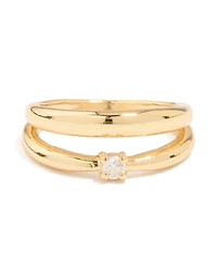 Gold Plated Cubic Zirconia Multirow Ring