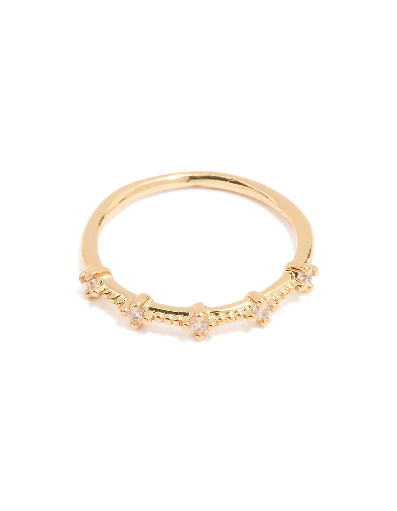 Gold Plated Red Cubic Zirconia Elegant Pear Stacking Rings 3-Pack