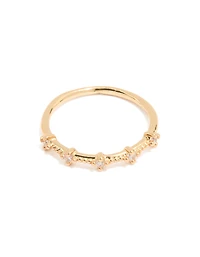 Gold Plated Red Cubic Zirconia Elegant Pear Stacking Rings 3-Pack