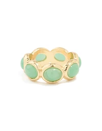 Gold Plated Green Semi Precious Stones Circle Ring