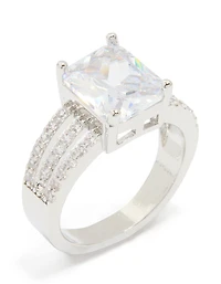 Silver Cubic Zirconia Square Band Ring