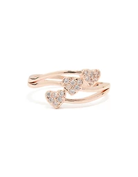 Rose Gold Cubic Zirconia Triple Layer Heart Ring