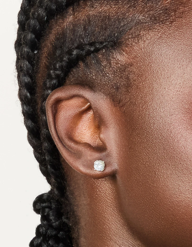 Boucles d’oreilles prisme en acier inoxydable de 6 mm