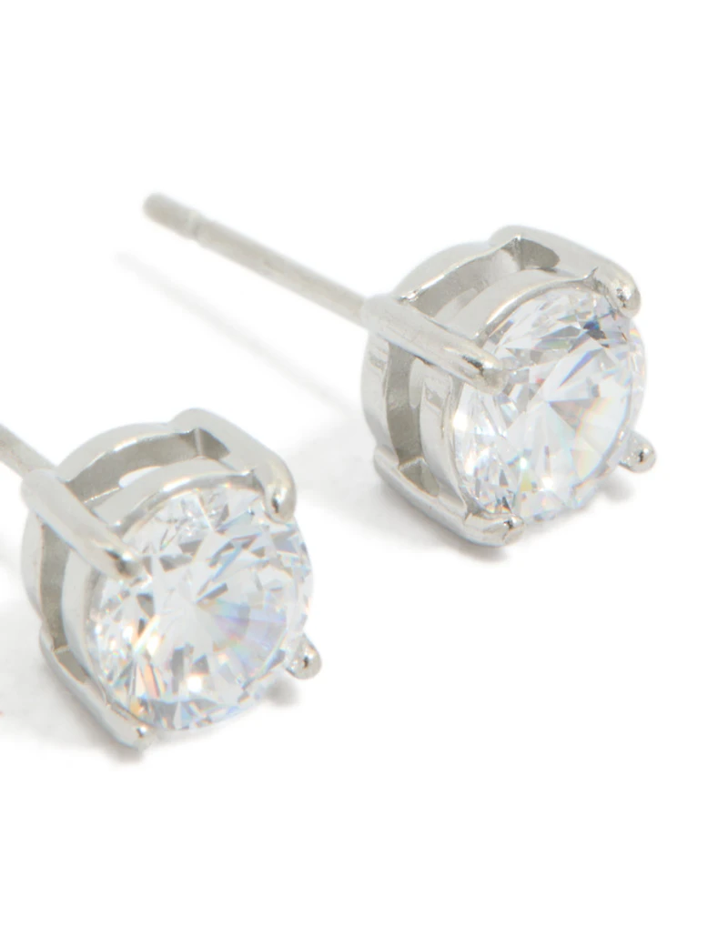 Stainless Steel 6mm Prism Stud Earrings