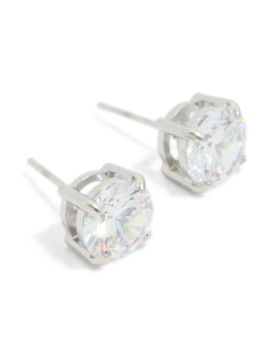 Stainless Steel 8mm Prism Stud Earrings