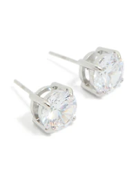 Stainless Steel 8mm Prism Stud Earrings