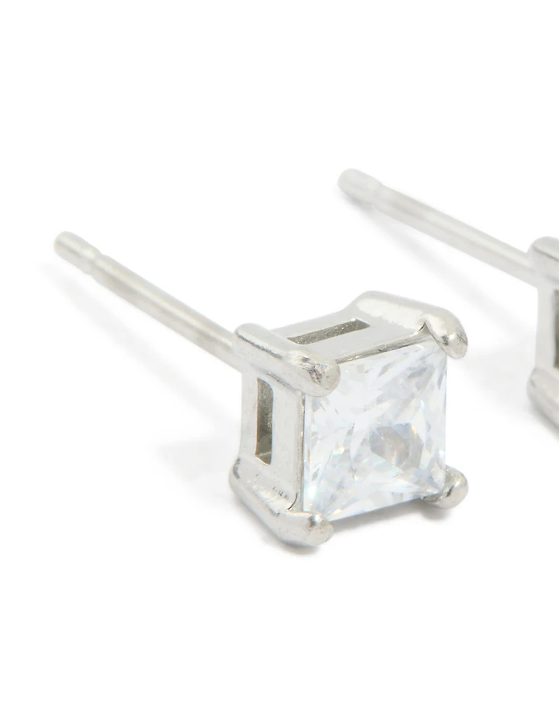Stainless Steel 5MM Prism Square Stud Earrings