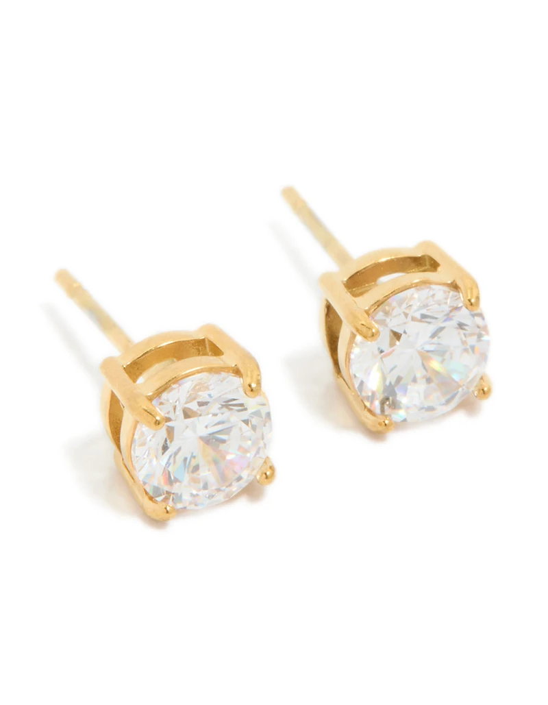 Gold Plated Surgical Steel 6mm Prism Stud Earrings