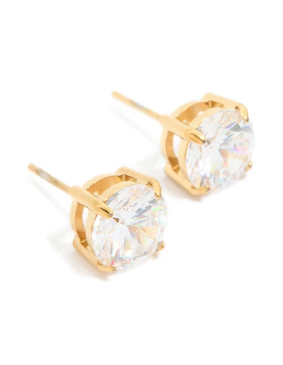 Gold Plated Surgical Steel 8mm Prism Stud Earrings