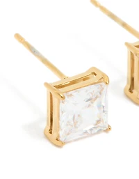 Gold Plated Surgical Steel 6mm Prism Square Stud Earrings