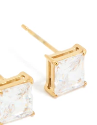 Gold Plated Surgical Steel 6mm Prism Square Stud Earrings