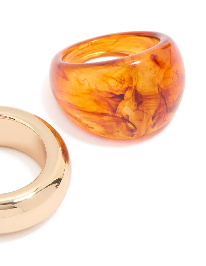 Gold & Orange Acrylic Rings 2-Pack