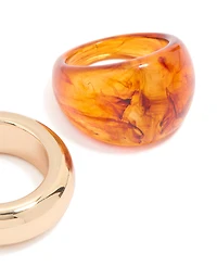 Gold & Orange Acrylic Rings 2-Pack