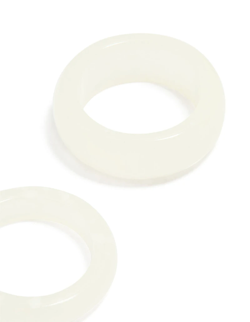 White Acrylic Marbled Rings 2-Pack
