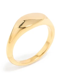 Waterproof Gold Plated Stainless Steel Oval Signet Ring