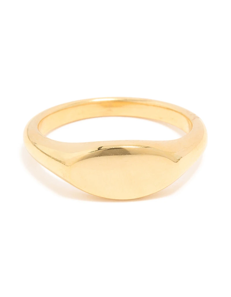 Waterproof Gold Plated Stainless Steel Oval Signet Ring