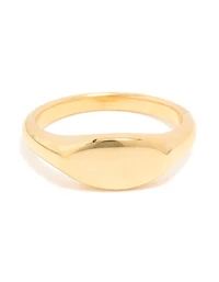 Waterproof Gold Plated Stainless Steel Oval Signet Ring