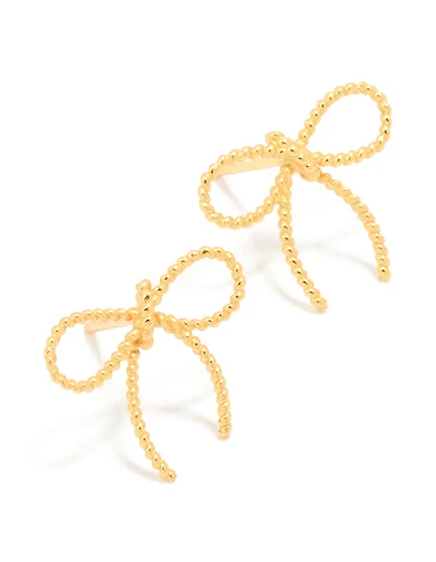 Gold Plated Sterling Silver Large Bow Earrings