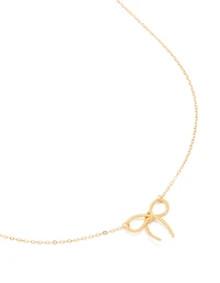Gold Plated Sterling Silver Large Bow Necklace