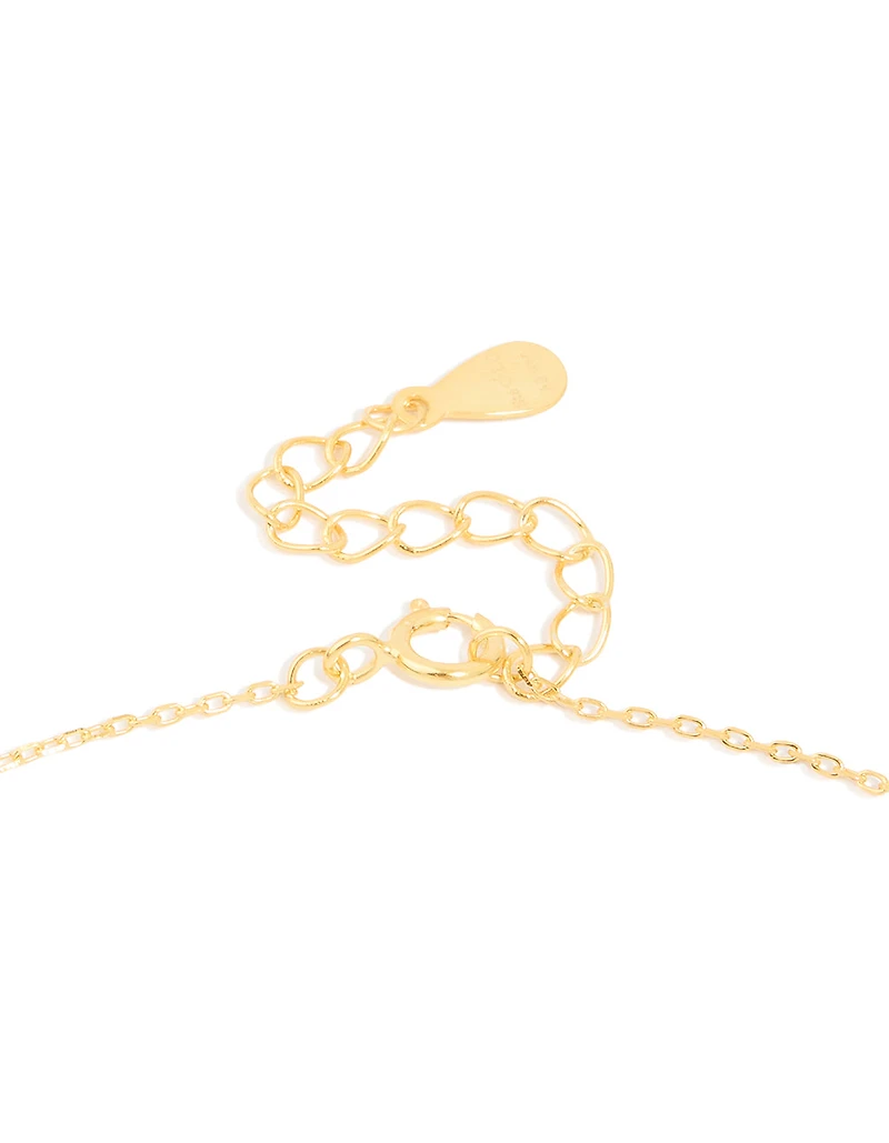 Gold Plated Sterling Silver Cubic Zirconia Cross Necklace