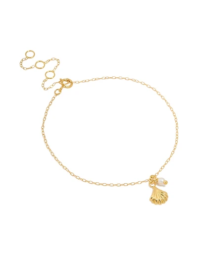 Gold Plated Sterling Silver Pearl & Shell Bracelet