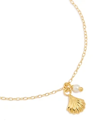 Gold Plated Sterling Silver Pearl & Shell Bracelet