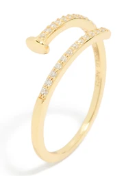 Gold Plated Sterling Silver Adjustable Nail Ring