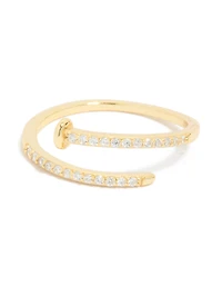 Gold Plated Sterling Silver Adjustable Nail Ring