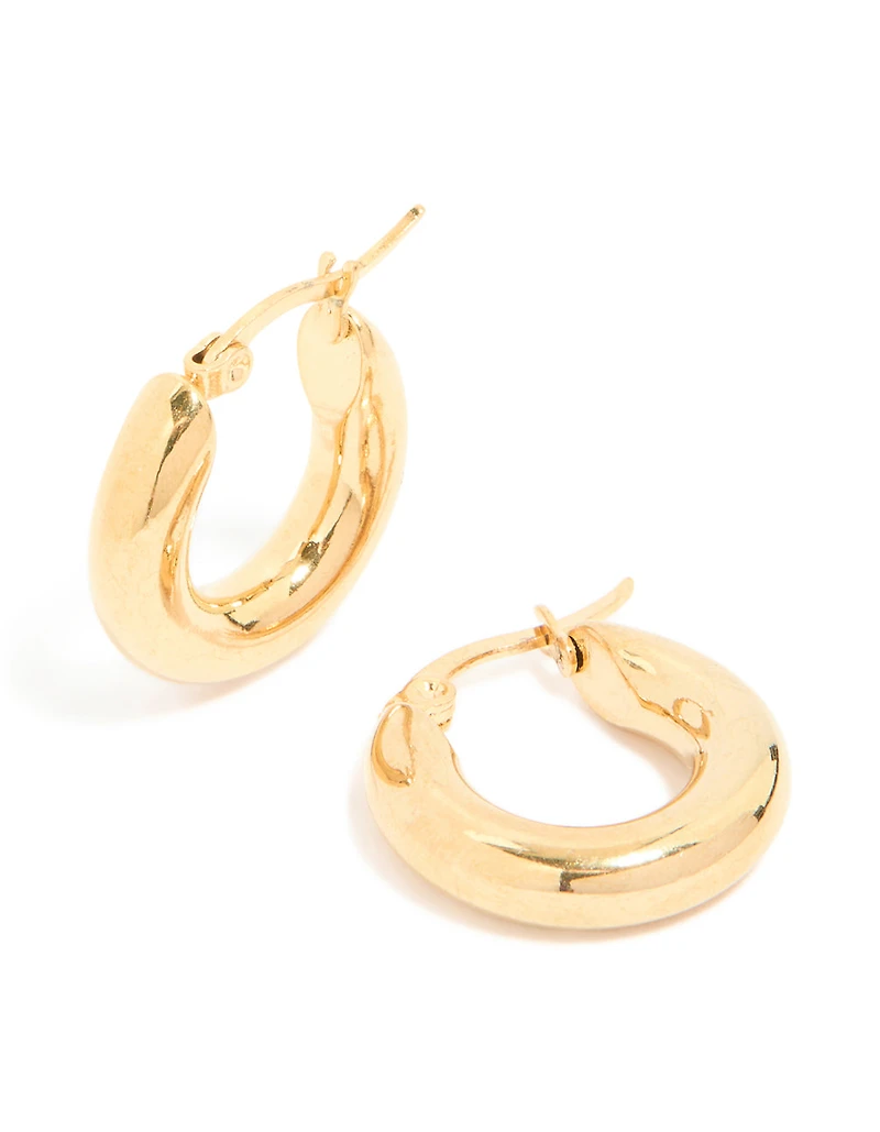 Waterproof Gold Plated Stainless Steel Chunky Hoop Earrings