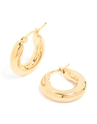 Waterproof Gold Plated Stainless Steel Chunky Hoop Earrings