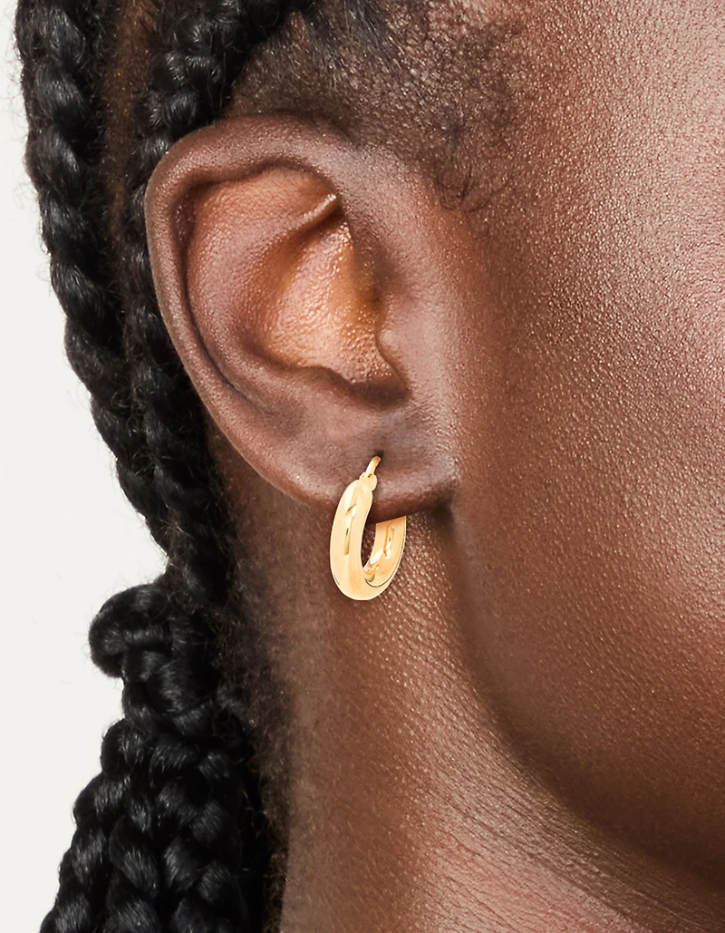 Waterproof Gold Plated Stainless Steel Chunky Hoop Earrings