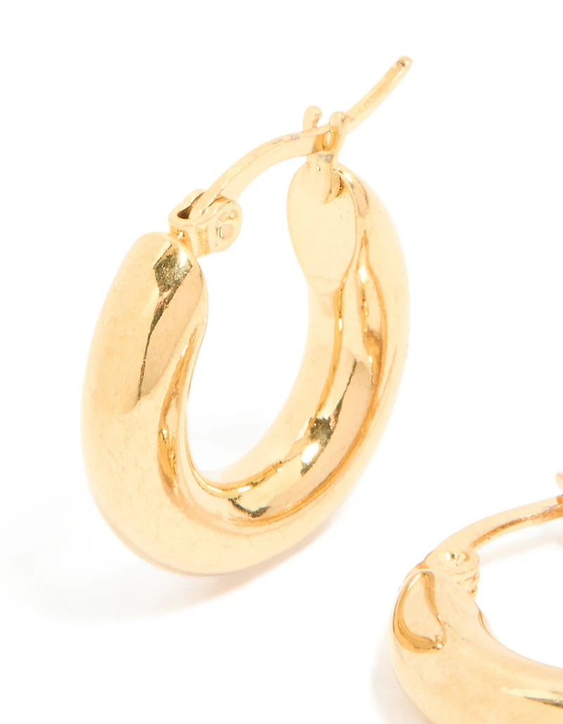 Waterproof Gold Plated Stainless Steel Chunky Hoop Earrings