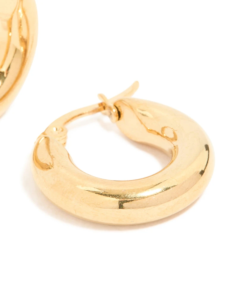 Waterproof Gold Plated Stainless Steel Chunky Hoop Earrings