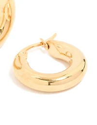 Waterproof Gold Plated Stainless Steel Chunky Hoop Earrings