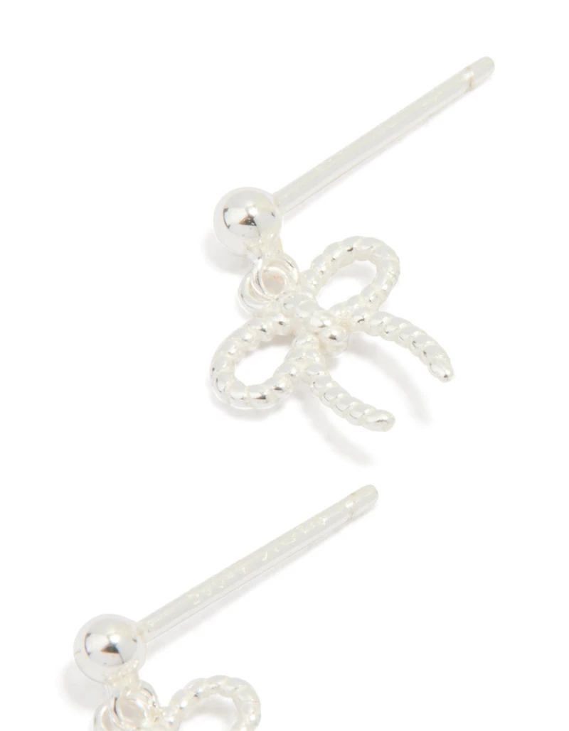 Sterling Silver Bow Drop Earrings