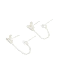 Sterling Silver Chain Double Stud Earrings
