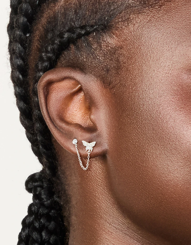 Boucles d’oreilles doubles clous en chaîne en argent sterling