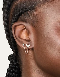 Boucles d’oreilles doubles clous en chaîne en argent sterling