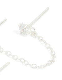 Boucles d’oreilles doubles clous en chaîne en argent sterling