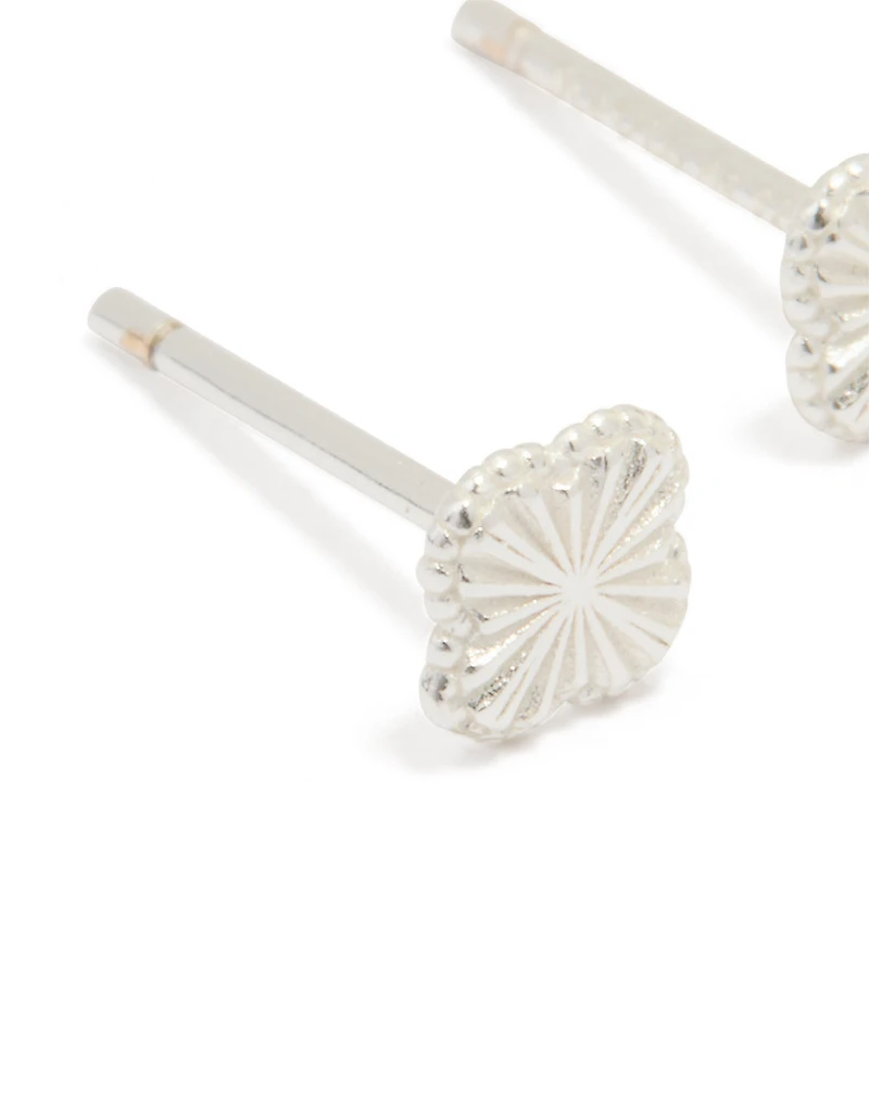Sterling Silver Clean Tiny Flower Earrings