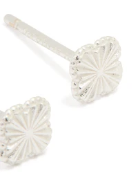 Sterling Silver Clean Tiny Flower Earrings