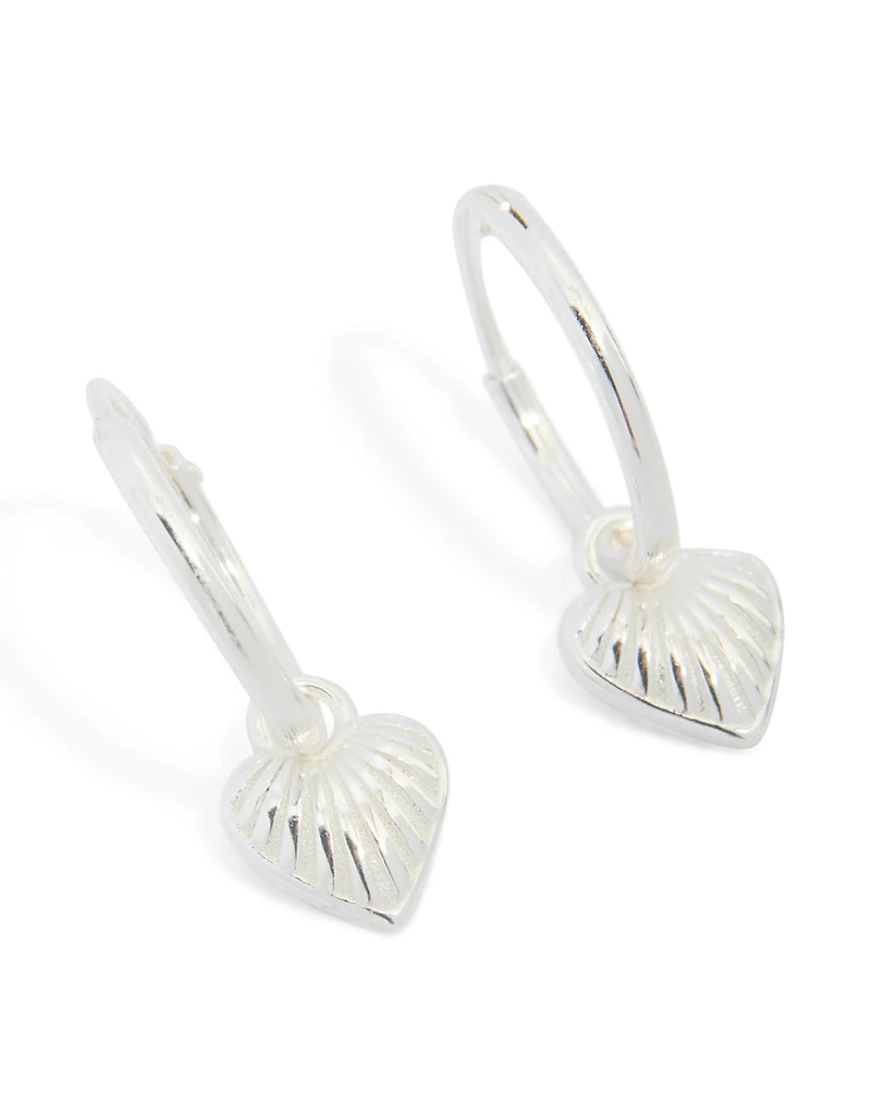 Boucles d’oreilles à cerceau en forme de cœur en argent sterling