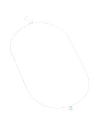 Sterling Silver Blue Cubic Zirconia & Starfish Pendant Necklace