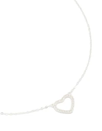 Sterling Silver Cubic Zirconia Pave Heart Necklace