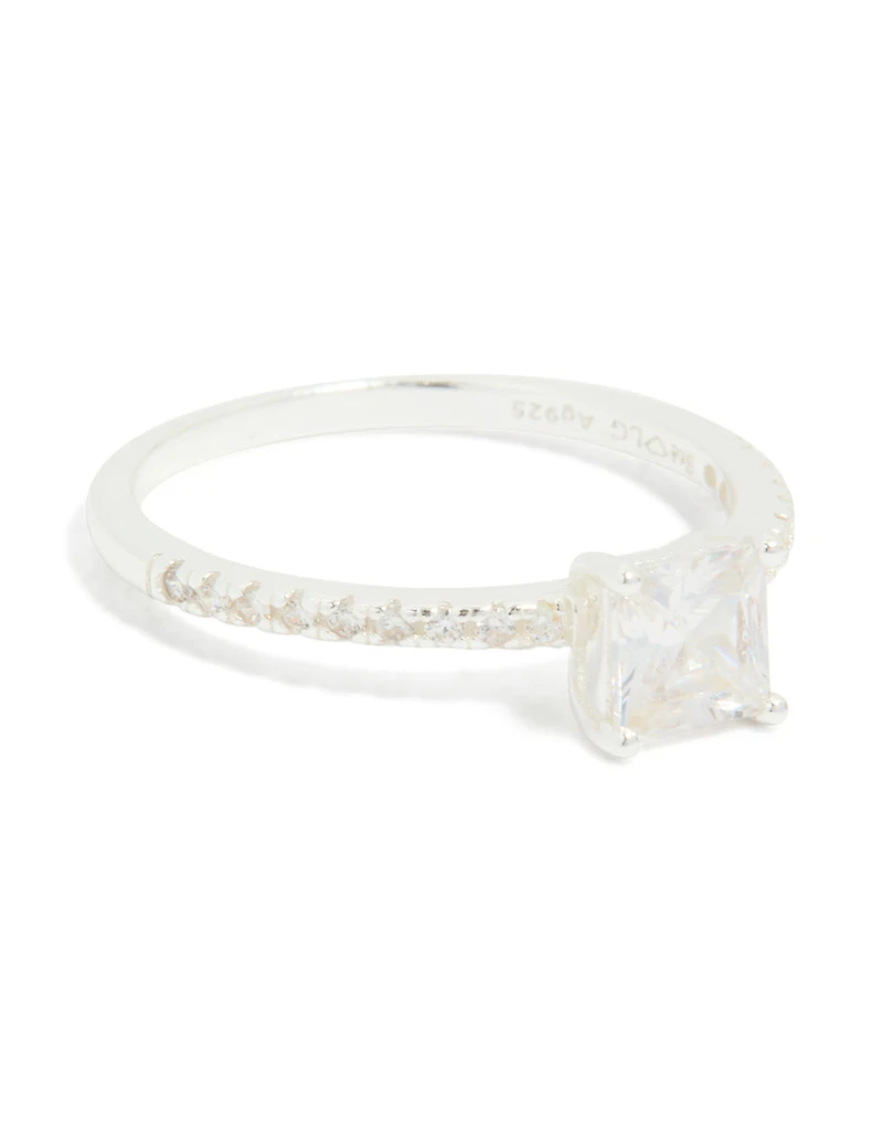 Bague de bande en pavé cubique zircone argent sterling