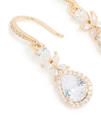 Gold Cubic Zirconia Pear Drop Earrings