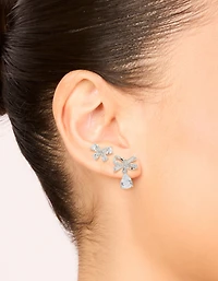 Pack de 2 boucles d’oreilles nœud en zircone cubique argentée